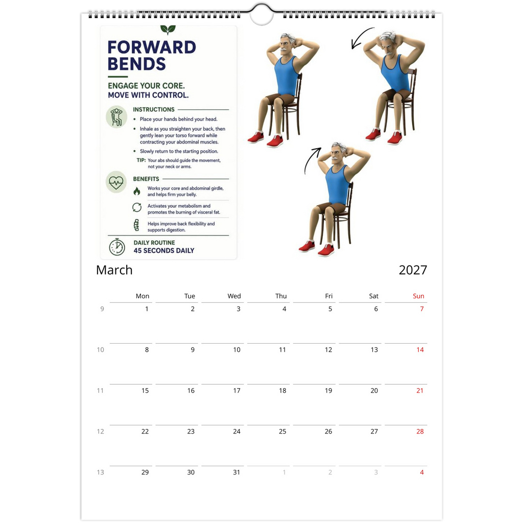 Chair Tai Chi Wall Calendar view of march 2027
