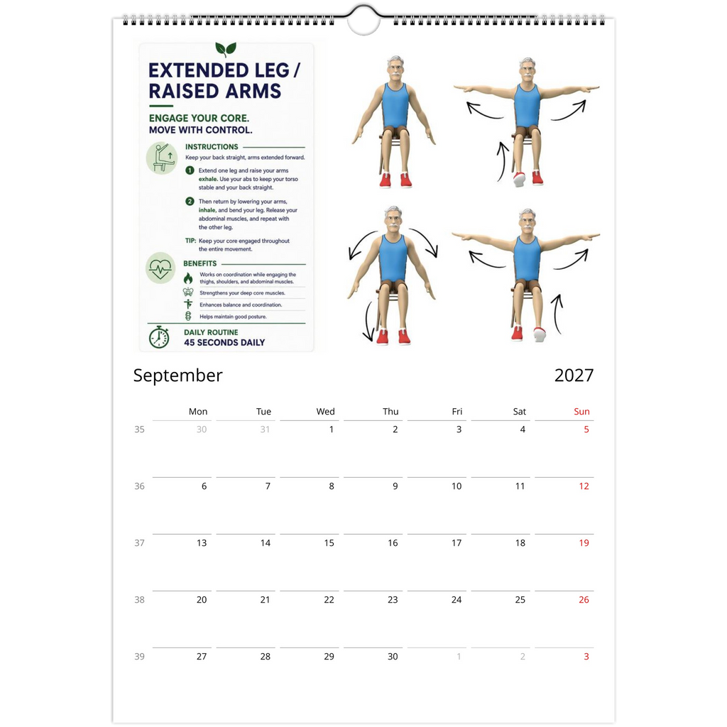 Chair Tai Chi Wall Calendar view of september 2027