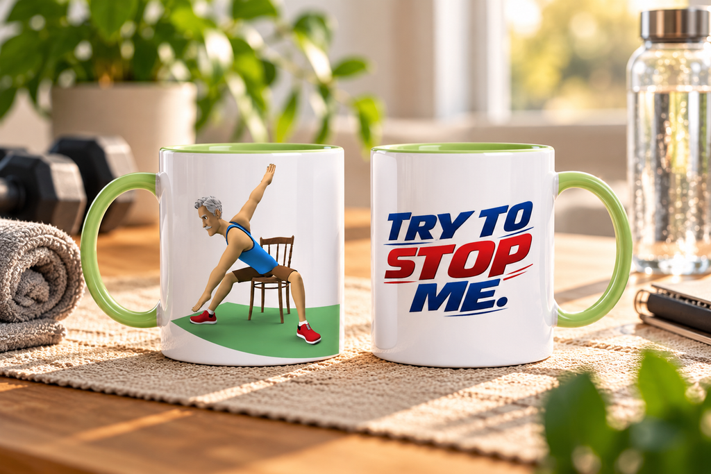 Senior Fitness Ceramic Mug – Still Moving – Jo Deluk