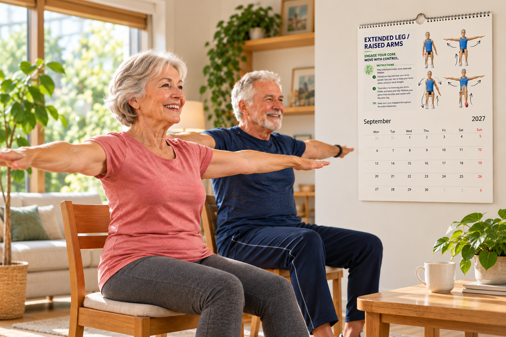 Chair Tai Chi 2027 Wall Calendar | 12 Seated Exercises for Seniors | A4 & A3 | Jo Deluk