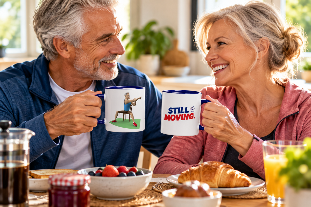 Senior Fitness Ceramic Mug – Still Moving – Jo Deluk