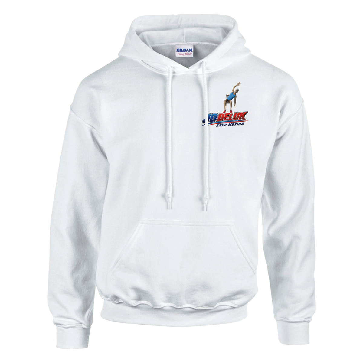 Jo Deluk Chair Tai Chi hoodie – white – Ricardo Stay Flexible design – front view